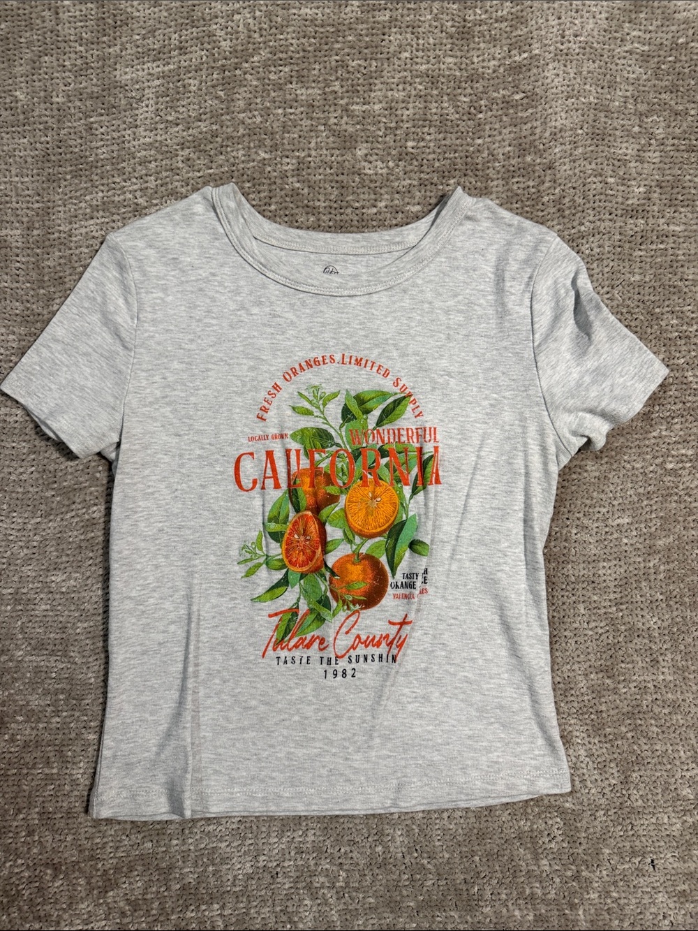 California Orange Graphic Baby Tee - Light Gray